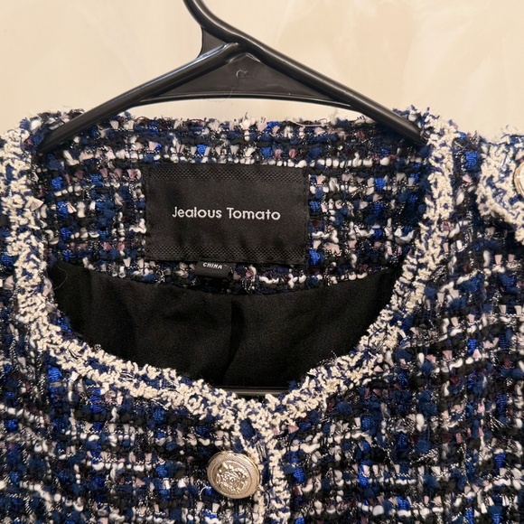 Jealous Tomato Blue/Black/White Tweed Blazer - Picture 7 of 7